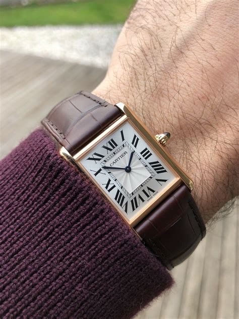 rose gold cartier tank watch|cartier 18k gold watch models.